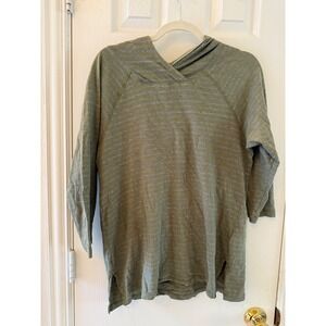The North Face Olive‎ Green Striped Pullover Hoodie Tunic Top Large